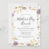 パープルエレガントフローラマザーズデイブランチ 招待状 (正面)