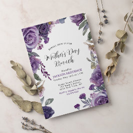 パープルエレガントフローラマザーズデイブランチ 招待状