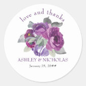 パープルエレガントフローララヴと感謝してい結婚ズ ラウンドシール (正面)