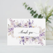 パープルエレガントフローラリース悔やみや弔慰ありがとう サンキューカード (スタンド正面)