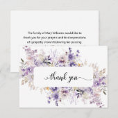 パープルエレガントフローラリース悔やみや弔慰ありがとう サンキューカード (正面/裏面)