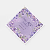パープルエレガントフローラヴィオレット80thバースデーパーティー スタンダードランチョンナプキン (角)