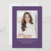 パープルエレガントフローラ写真卒業パーティー 招待状 (裏面)