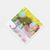 パープルエレガントフローラ写真誕生日パーティー スタンダードランチョンナプキン (角)