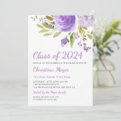 パープルエレガントフローラ卒業パーティーの写真 招待状 (スタンド正面)