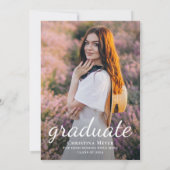 パープルエレガントフローラ卒業パーティーの写真 招待状 (裏面)