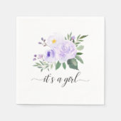 パープルエレガントフローラ女の子の赤ちゃんシャワー スタンダードカクテルナプキン (正面)