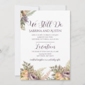 パープルエレガントフローラ我々はまだ誓いの更新を行う 招待状 (正面)