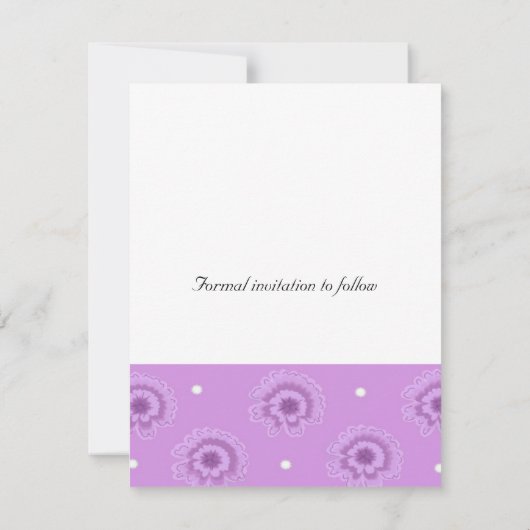 パープルエレガントフローラ日付の保存 セーブザデート (裏面)