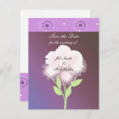 パープルエレガントフローラ日付の保存 セーブザデート (正面/裏面)