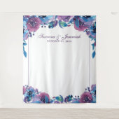 パープルエレガントフローラ結婚の写真ブース背景 タペストリー (正面)