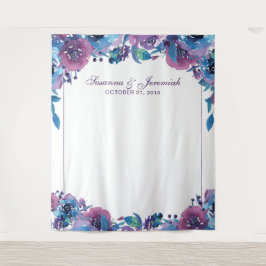 パープルエレガントフローラ結婚の写真ブース背景 タペストリー