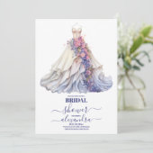 パープルエレガントフローラ結婚ズドレスブライダルシャワー 招待状 (スタンド正面)