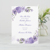 パープルエレガントフローラ結婚式の日付を保存 招待状 (スタンド正面)