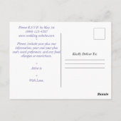 パープルエレガントフローラ結婚式招待状 ポストカード (裏面)