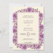 パープルエレガントフローラ結婚式招待状 招待状 (正面)