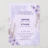 パープルエレガントフローラ結婚式招待状 招待状 (正面/裏面)