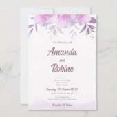 パープルエレガントフローラ結婚式招待状 招待状 (正面)
