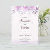 パープルエレガントフローラ結婚式招待状 招待状 (スタンド正面)