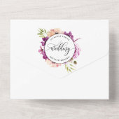 パープルエレガントフローラ結婚(穴あきRSVP付き) オールインワン招待状 (裏面)