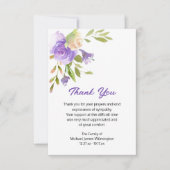 パープルエレガントフローラ葬儀ありがとう サンキューカード (正面)
