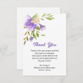パープルエレガントフローラ葬儀ありがとう サンキューカード (正面/裏面)