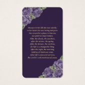 パープルエレガントフローラ葬儀祈りの言葉カード (裏面)