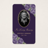 パープルエレガントフローラ葬儀祈りの言葉カード (正面)