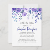 パープルエレガントフローラ葬儀記念ありがとう サンキューカード (正面)