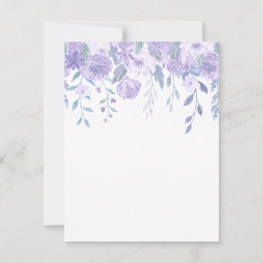 パープルエレガントフローラ葬儀記念ありがとう サンキューカード (裏面)