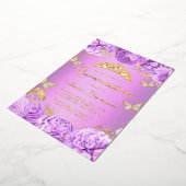 パープルエレガントフローラ蝶キンセアニェラ 箔招待状 (回転した状態)