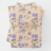 パープルエレガントフローラ誕生日パーティー赤ちゃんシャワー ラッピングペーパーシート (インサイチュ)