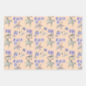 パープルエレガントフローラ誕生日パーティー赤ちゃんシャワー ラッピングペーパーシート (正面)