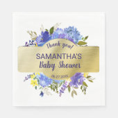 パープルエレガントフローラ金ゴールドベビーシャワーありがとう スタンダードランチョンナプキン (正面)