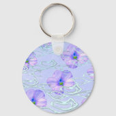 パープルエレガントフローラ電話ケース – ボタニカルアートD キーホルダー (正面)