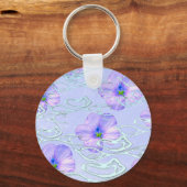 パープルエレガントフローラ電話ケース – ボタニカルアートD キーホルダー (正面)