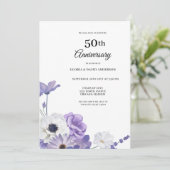 パープルエレガントフローラ50結婚周年 招待状 (スタンド正面)