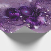 パープルエレガントフローラ、シルバー、パール ラッピングペーパー (角)