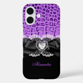 パープルエレガントブラックアニマルボウハートレース2 Case-Mate iPhoneケース (裏面)
