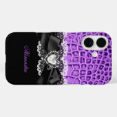 パープルエレガントブラックアニマルボウハートレース2 Case-Mate iPhoneケース (裏面 (横))