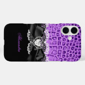 パープルエレガントブラックアニマルボウハートレース2 Case-Mate iPhoneケース (裏面 (横))
