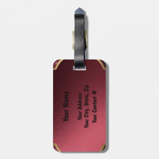 パープルエレガントブラックモノグラムパーソナライズされた荷物 ラゲッジタグ (裏面縦)