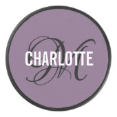 パープルエレガントブラックモノグラム名ホッケーパック アイスホッケーパック (正面)