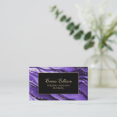 パープルエレガントブラック金ゴールドグリッターウェディングプランナー 名刺 (スタンド正面)