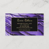 パープルエレガントブラック金ゴールドグリッターウェディングプランナー 名刺 (裏面)