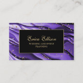 パープルエレガントブラック金ゴールドグリッターウェディングプランナー 名刺 (正面)