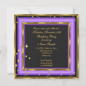 パープルエレガントブラック金ゴールドフォトバースデーパーティー2 招待状 (裏面)
