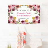 パープルエレガントブルゴーニュバラグリーンリー誕生日 横断幕 (インサイチュ)