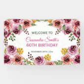 パープルエレガントブルゴーニュバラグリーンリー誕生日 横断幕 (横)