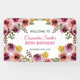 パープルエレガントブルゴーニュバラグリーンリー誕生日 横断幕